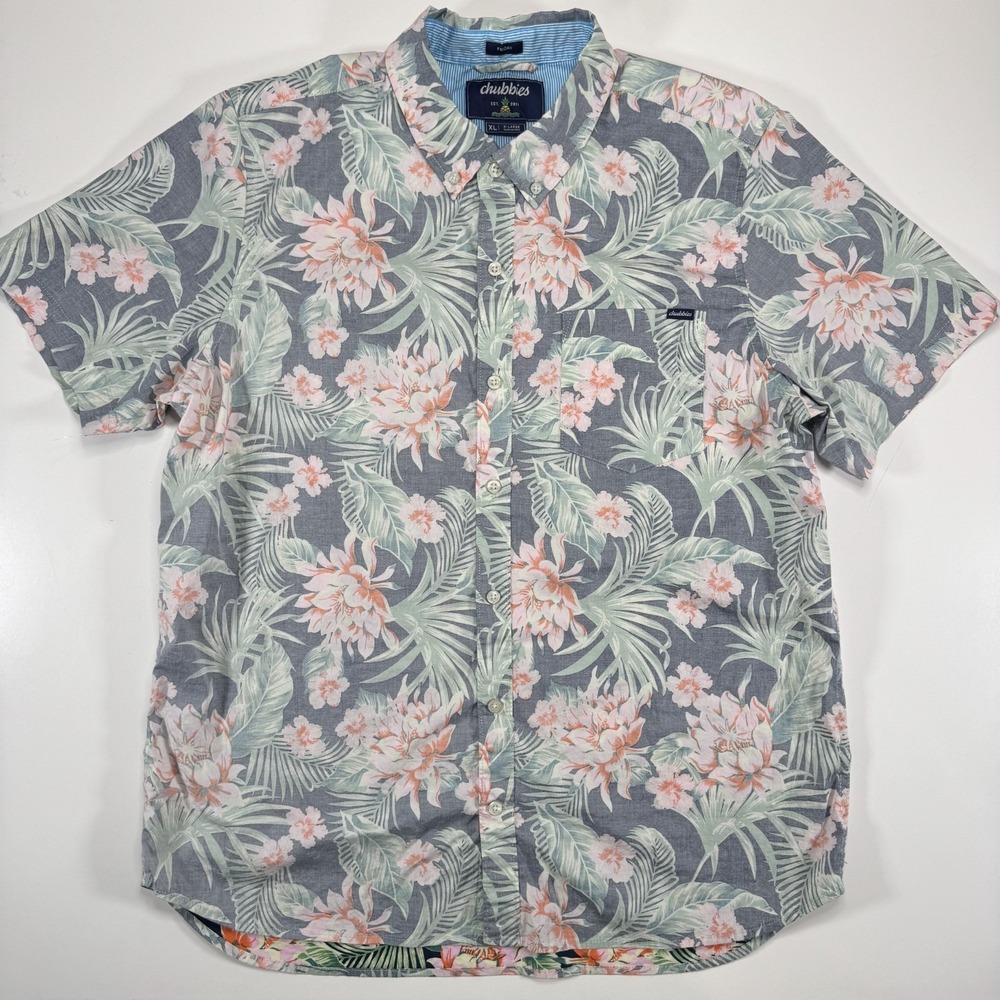 CHUBBIES Friday Short Sleeve Button Down Shirt‎ Mens XL Floral Hawaiian Resort